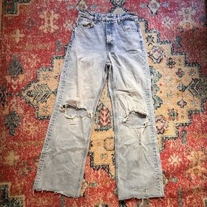 Zara Women's High Rise Distressed Jeans